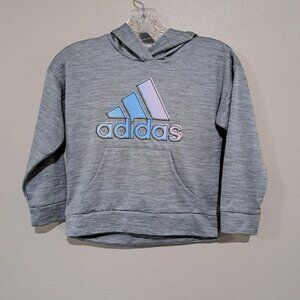 Adidas Girls youth Hoodie size 6 small grey pink long sleeve with hood